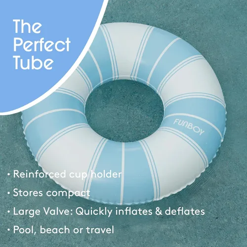 Miniatura 3 de FUNBOY Giant Vintage Stripe Inflatable Pool Float with Cup Holder 48" Pool Float for Adults Inner Tube Pool Toys Swim Rings Swimming Pool
