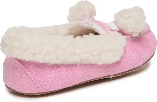Miniatura 5 de Laura Ashley Fleece Girls Moccasin Slippers, Indoor Outdoor Easy to Wear Home Shoes for Kids