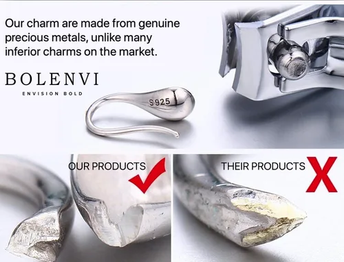 Miniatura 6 de Bolenvi - Abalorio de plata de ley 925 con diseño de tiburón blanco para pulseras o collares
