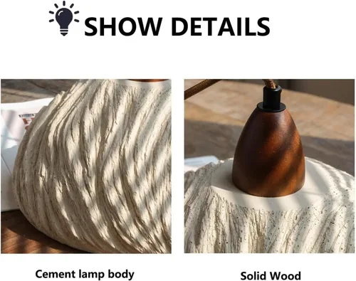 Miniatura 3 de Creative Round Microcement Hanging Lights Retro Industrial Pendant Light Wood Concrete Lamparas Chandelier Indoor Lighting