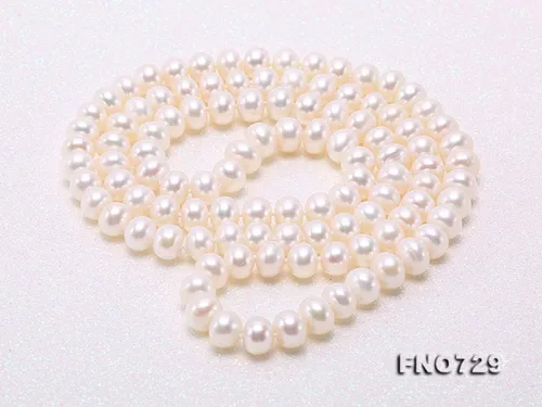 Miniatura 3 de JYX Pearl Collar largo 0.354-0.394 in plano redondo blanco perla de agua dulce collar suéter sin fin 32", Perla, Perla