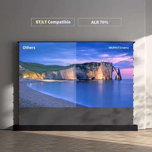 Miniatura 6 de LeApex - Pantalla de proyección retráctil eléctrica de cristal negro ALR de 110 pulgadas, pantalla inteligente 3D activa para proyectores