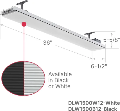 Miniatura 2 de Dimplex DLW Series - Calentador eléctrico para patio, resistente a la intemperie, negro, 1500 W, calentador radiante prémium para uso en interiores