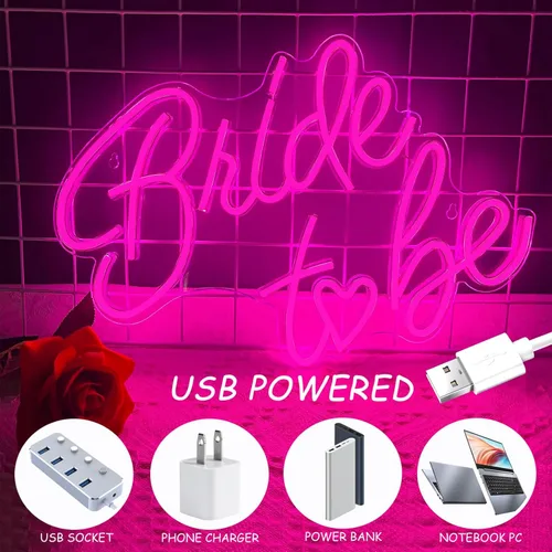 Miniatura 4 de Letrero de neón para futura novia, luces de neón LED rosas USB para boda, luces de neón para despedida de soltera, compromiso, fiesta de compromiso