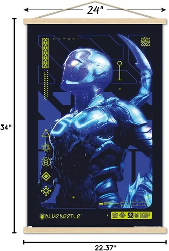 Miniatura 7 de Trends International DC Comics Movie Blue Beetle - Póster de pared Biotech, 22.37 x 34.00 pulgadas, paquete de impresión y colgador de madera de haya
