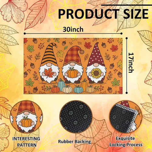 Miniatura 3 de Fall Door Mat Outdoor, Autumn Pumpkin Welcome Mat Fall Decorations Non-Slip Thanksgiving Doormat Low Profile for Home Indoor Outdoor Decor