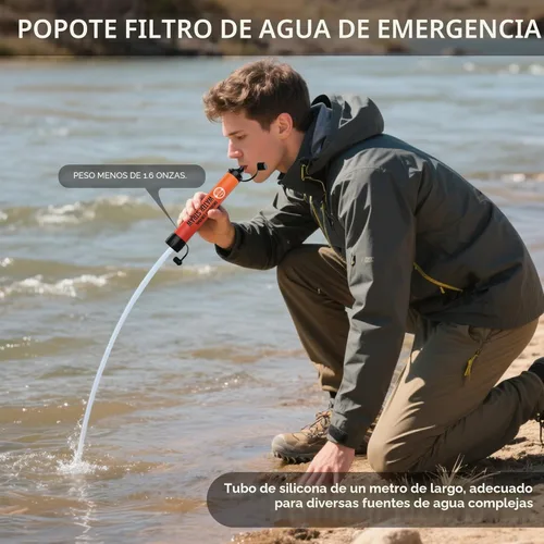 Miniatura 5 de Paquete de 5 filtros de agua con pajilla, kit de equipo de supervivencia para campamento y senderismo al aire libre, para uso familiar, popotes de 5