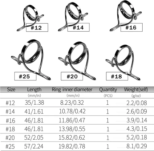 Miniatura 4 de QualyQualy Kit de reparación de caña de pescar - Reemplazo de guía de puntas - Anillo de cerámica de acero inoxidable - 6pcs/7pcs/30pcs D - Guías