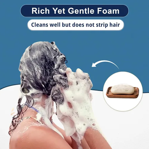 Miniatura 4 de Barra de champú para cabello fino con aceite de argán y kiwi, espuma suave, natural, verde, sin SLS, sin sulfato, sin jabón, cero residuos, vegano