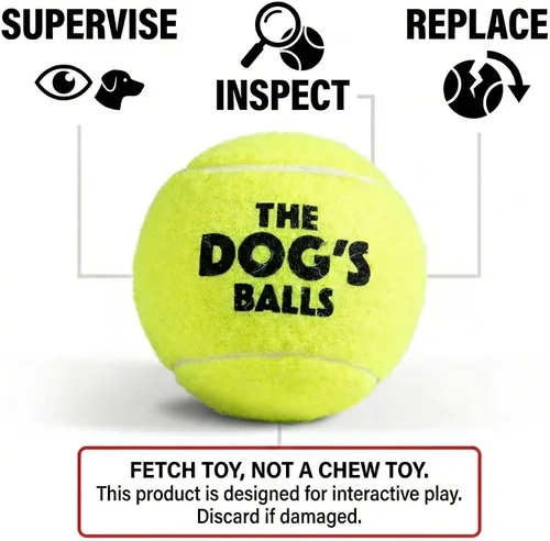 Miniatura 8 de The Big Dog's Balls - Pelotas de tenis para perros grandes, color amarillo, paquete de 3, pelotas de fieltro no abrasivas, núcleo de goma