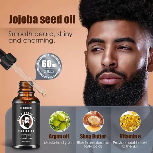 Miniatura 3 de Kit de Crecimiento y Aseo de Barba Varolan - Aceite de Crecimiento (2Oz), Bálsamo, Peine, Libro Electrónico, Bolsa de Almacenamiento, Juego