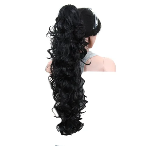 Miniatura 2 de KUKI - Extensión de cabello sintético largo y rizado de 31 pulgadas, con pinza y mandíbula, 1B