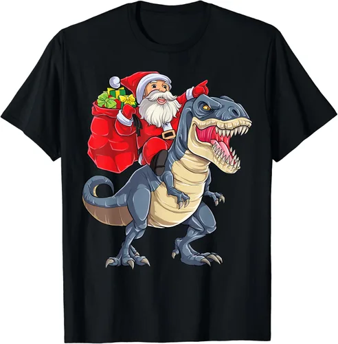 Miniatura 2 de Dinosaur T rex - Camiseta de Navidad para niños y niñas, Negro