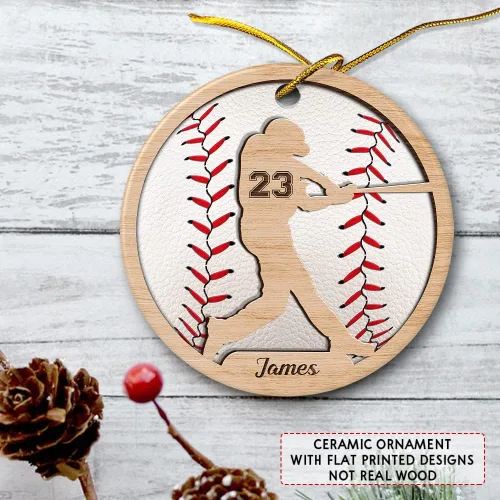 Miniatura 4 de SANDJEST Adorno de béisbol personalizado con nombre y número, adornos de cerámica 2024 para niños, entrenadores, fanáticos del béisbol, ideas
