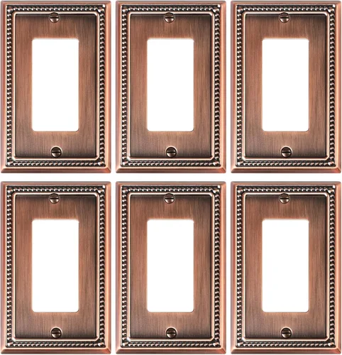 Miniatura 40 de Paquete de 4 placas de cubierta para interruptor de luz de palanca individual, cubiertas decorativas de perlas, placa de pared de metal almendra