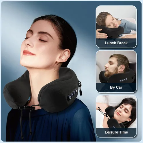 Miniatura 4 de Masajeador eléctrico de cuello, almohada de masaje con amasado calefactado portátil, masajeador Shiatsu recargable en forma de U para hombro