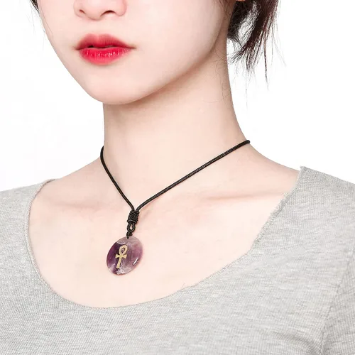 Miniatura 7 de NC - Collar de cruz de cristal natural egipcio para hombres y mujeres, correa de hombro ajustable