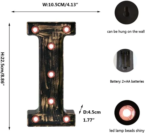Miniatura 5 de Oycbuzo - Cartel de letras con luces LED doradas y negras, estilo industrial y clásico, para decoración de cafeterías, bodas, fiestas de cumpleaños