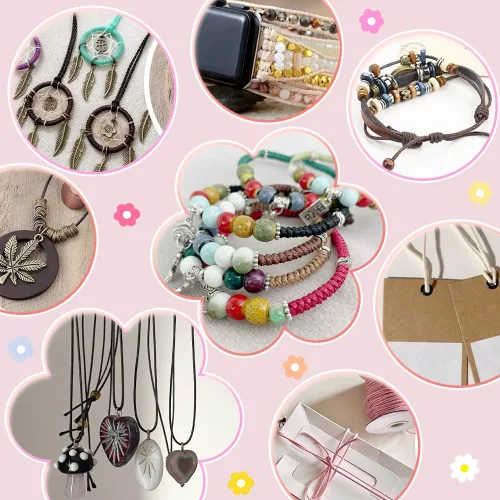 Miniatura 6 de PH PandaHall Cuerda de poliéster encerado de 132 yardas, 12 colores, 0.079 pulgadas, hilo encerado, cuerda para pulseras, collares, cuentas