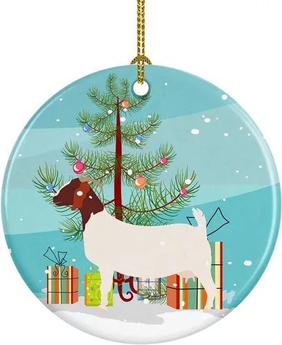 Miniatura 46 de Caroline's Treasures Adorno de cerámica de Navidad pintado o de codorniz chino, decoración colgante de árbol de Navidad verde azulado para el hogar