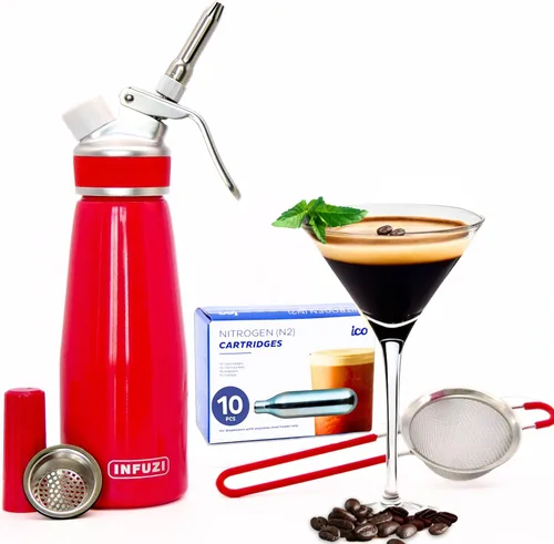 Kit de camarero Mixology, infundir alcohol en segundos y cócteles con nitrógeno con kit de infusión de alcohol y máquina de cóctel de aluminio de