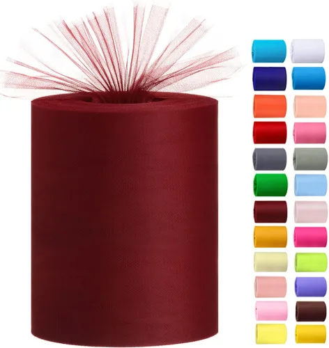 Miniatura 17 de Rollos de tul de 6 pulgadas por 100 yardas (300 pies) de tela de carrete de tul para bricolaje, faldas tutú, bodas, baby shower, manualidades