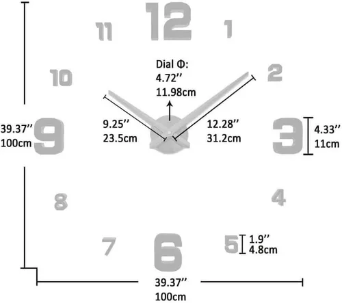 Miniatura 3 de Vangold moderno reloj hágalo usted mismo, sin armazón, grande, para pared, con espejo 3D, adhesivo, grandes relojes para decorar el hogar