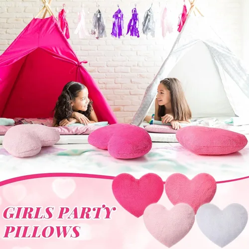 Miniatura 6 de Remerry 4 almohadas de corazón, almohadas de San Valentín, almohada decorativa para dormitorio, cama, sofá, fiesta de pijamas para niños y niñas