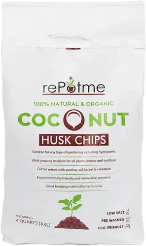 Miniatura 2 de rePotme Chips de cáscara de coco premium, 4 cuartos de galón, gran medio para macetas para orquídeas y plantas