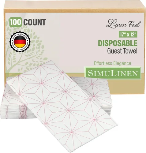 Miniatura 9 de SimuLinen Toallas de mano desechables de jardín azul con flores para baño, toallas para invitados de un solo uso con tacto de lino, papel de seda