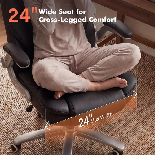 Miniatura 4 de GYI Silla de Oficina Grande y Alta de 400lb con Asiento Ancho, Silla Ejecutiva de Escritorio de Cuero Ergonómica con Respaldo Alto y Brazos