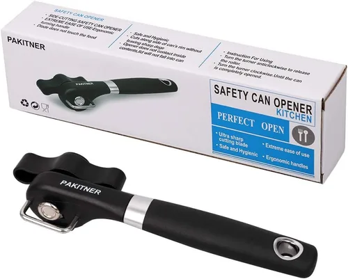Miniatura 7 de PAKITNER - Abrelatas de corte seguro, abrelatas de borde liso - Perilla de mano de fácil giro, abrelatas manual, borde liso ergonómico, herramienta