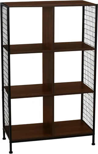Miniatura 10 de Household Essentials Estantería de madera y hierro de nogal de mediados de siglo