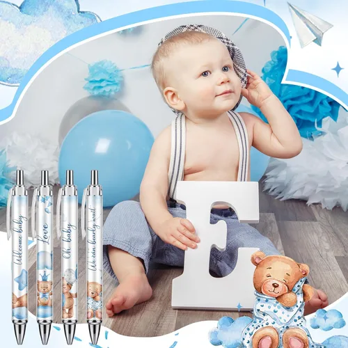 Miniatura 4 de Chuangdi 48 bolígrafos de baby shower, recuerdos de fiesta a granel para invitados, bolígrafos retráctiles de tinta negra, regalos de baby shower