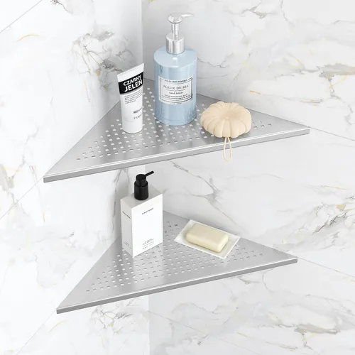 Miniatura 22 de Qeke Estante de Esquina para Baño, Estante de Ducha Empotrado de 10" Organizador, Estante de Acero Inoxidable SUS304 Montaje en Pared Triangular