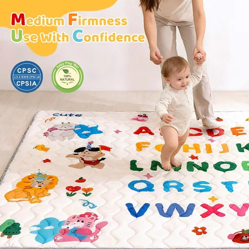 Miniatura 7 de RONGFA Alfombra de juego para bebé para suelo, 50 x 50 pulgadas, espuma gruesa, suave, acolchada, para bebé, tapete para corralito para niños