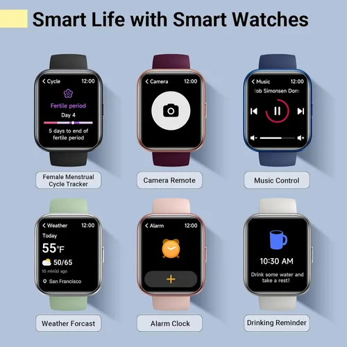 Miniatura 8 de Potencia tu estilo de vida con el reloj inteligente Bluetooth para mujeres y hombres, Alexa, reloj inteligente de seguimiento de salud y sueño