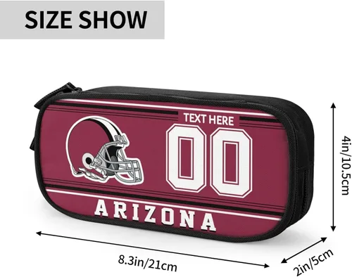 Miniatura 2 de Estuche para lápices Arizona, caja de lápices con nombre y número personalizados, estuche personalizado de estilo de fútbol, estuche de bolígrafo