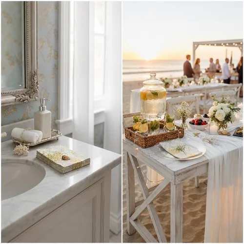 Miniatura 5 de 100 servilletas doradas para fanáticos del mar, toallas de mano de papel para baño, playa, boda, fiesta náutica, suministros de decoración de mesa