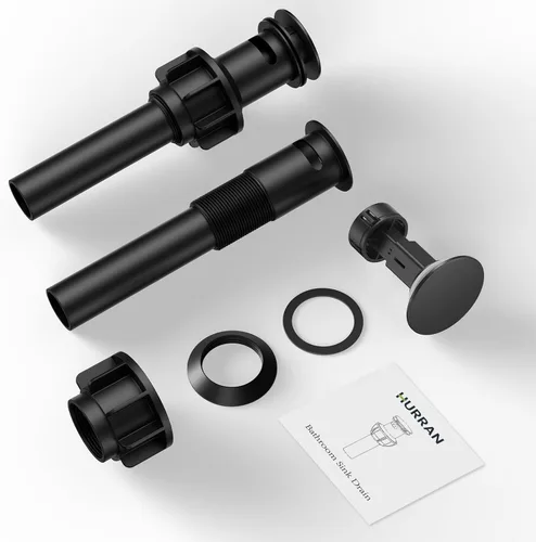 Miniatura 8 de Drenaje de lavabo de baño con desbordamiento, tapón universal para lavabo de baño, drenaje de plástico de drenaje rápido con colador 2 x negro mate