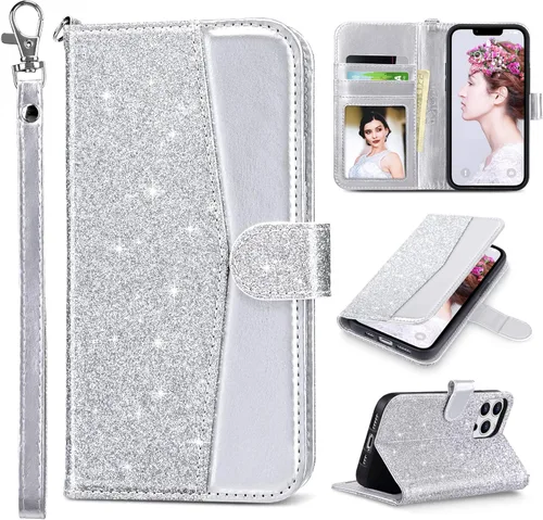 Miniatura 13 de ULAK Funda tipo cartera compatible con iPhone 13 para mujer, piel sintética de alta calidad con tarjetero, función atril, funda tipo cartera