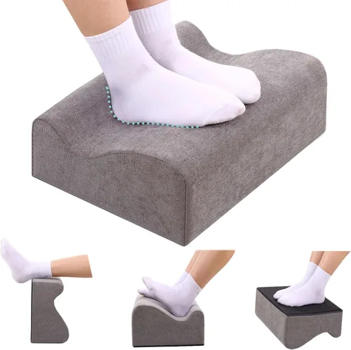 Miniatura 11 de Reposapiés para debajo del escritorio en el trabajo, reposapiés ergonómico debajo del escritorio con funda lavable, taburete de espuma viscoelástica