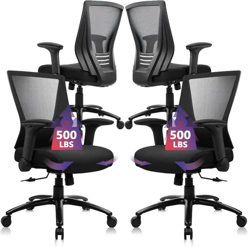 Miniatura 23 de CLATINA Silla de oficina grande y alta de 500 libras, sillas ergonómicas de malla resistente con soporte lumbar ajustable y asiento ancho y cómodo