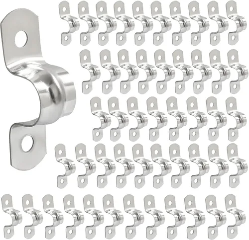 Hitefu 50 correas de tubo rígidas de acero inoxidable, M12 1/2 pulgadas, correa de dos agujeros, abrazaderas de tubo con soporte en U, abrazadera de