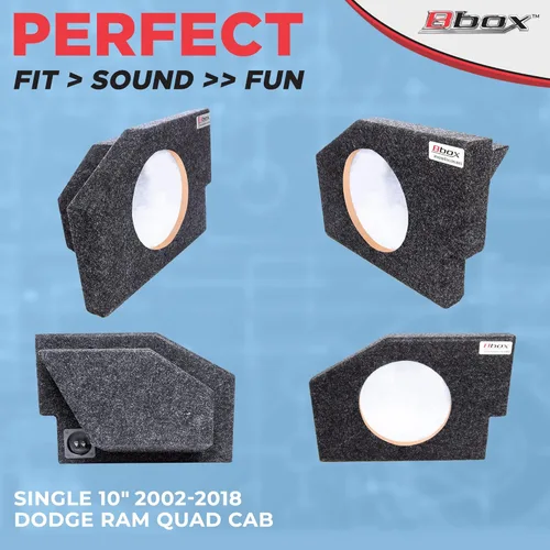 Miniatura 6 de Bbox - Caja sellada de subwoofer individual de 10 pulgadas, compatible con Dodge Ram Quad Cab 2002-2018, cajas y carcasas de subwoofer alfombradas
