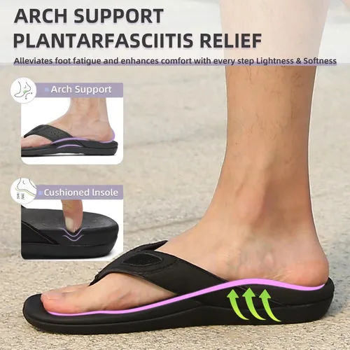 Miniatura 2 de MEGNYA Sandalias ortopédicas para hombre para fascitis plantar, sandalias atléticas con soporte para el arco, cómodas pantuflas para caminar