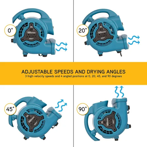Miniatura 4 de XPOWER P-80A Mini Mighty - Ventilador de aire centrífugo de 138 W 600 CFM, secador de alfombras, ventilador de piso, soplador, apilable, conexión