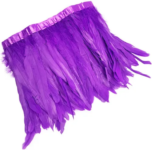 Miniatura 13 de 2 yardas de flecos de plumas hackle de gallo de 8-10 pulgadas, ribete de plumas para costura y manualidades, decoraciones de bricolaje - Negro