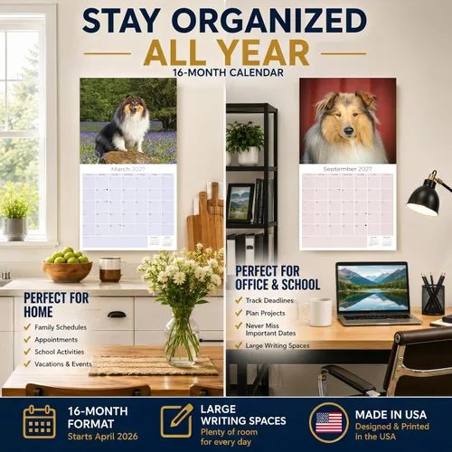 Miniatura 7 de Calendario Collie 2025 2026 – Calendario mensual de pared de raza de perro – 12 x 24 pulgadas abierto – Papel grueso que no se corre – Regalar