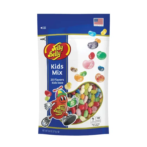 Jelly Belly Kids Mix Jelly Beans, Bolsa Recerrable de 9.8 oz - 20 Sabores Surtidos que los Niños Adoran - Kosher, Dulces Sin Cacahuate